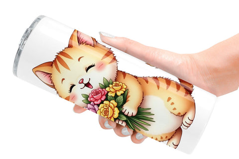 Tumbler Cat Spring Bouquet Sublimation artnoy 