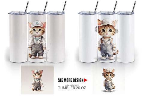 Tumbler Cat Work Sublimation artnoy 