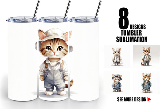 Tumbler Cat Work Sublimation artnoy 