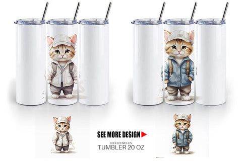 Tumbler Cat Work Sublimation artnoy 