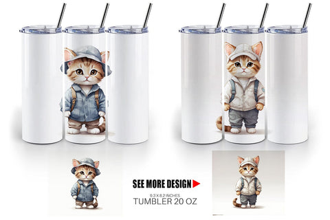 Tumbler Cat Work Sublimation artnoy 