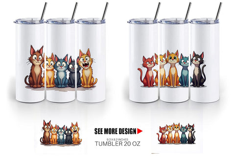 Tumbler Cats Emotion Sublimation artnoy 