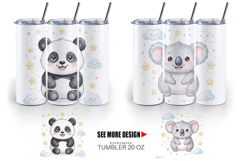 Tumbler Celestial Baby Animal Watercolor Sublimation artnoy 