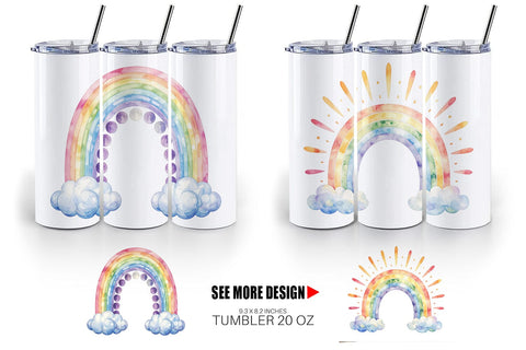 Tumbler Celestial Boho Rainbow Sublimation artnoy 