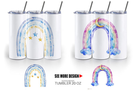 Tumbler Celestial Boho Rainbow Sublimation artnoy 