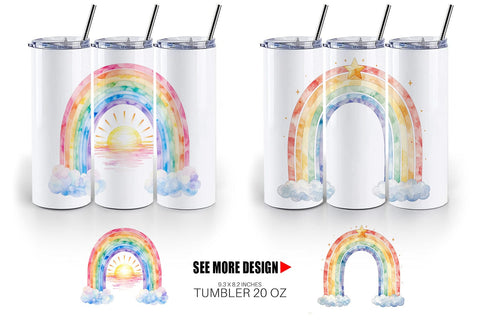 Tumbler Celestial Boho Rainbow Sublimation artnoy 