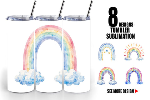 Tumbler Celestial Boho Rainbow Sublimation artnoy 