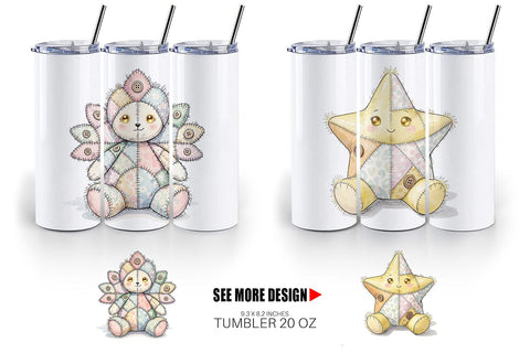 Tumbler Celestial Holiday Patchwork Watercolor Sublimation artnoy 