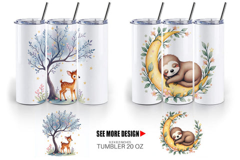 Tumbler Celestial Watercolor Animals Sublimation artnoy 