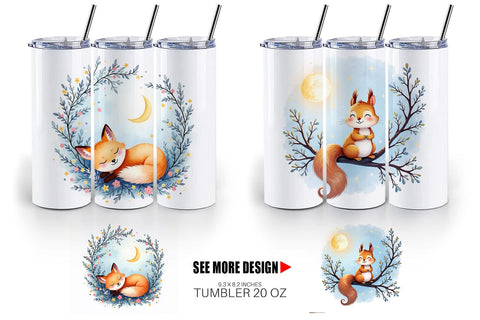 Tumbler Celestial Watercolor Animals Sublimation artnoy 