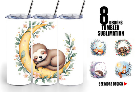 Tumbler Celestial Watercolor Animals Sublimation artnoy 