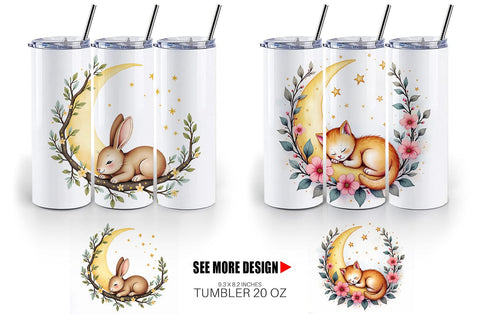 Tumbler Celestial Watercolor Animals Sublimation artnoy 