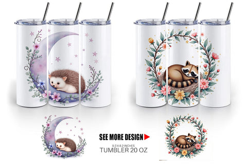 Tumbler Celestial Watercolor Animals Sublimation artnoy 