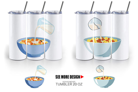 Tumbler Cereal Bowl with Milk Sublimation artnoy 