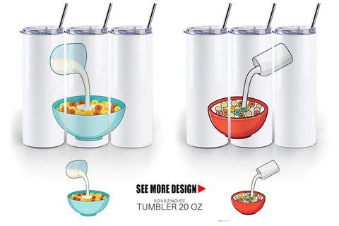 Tumbler Cereal Bowl with Milk Sublimation artnoy 