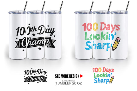 Tumbler Chalkboard Celebration 100 Days Quotes Sublimation artnoy 