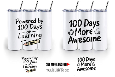 Tumbler Chalkboard Celebration 100 Days Quotes Sublimation artnoy 