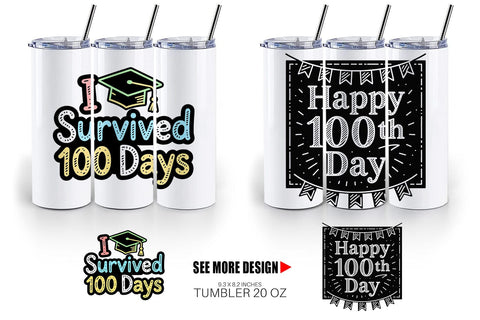 Tumbler Chalkboard Celebration 100 Days Quotes Sublimation artnoy 
