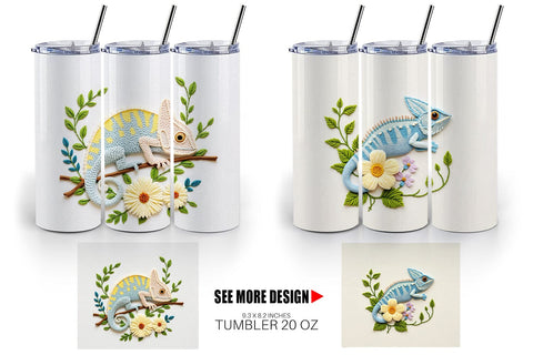 Tumbler Chameleon Embroidery Sublimation artnoy 