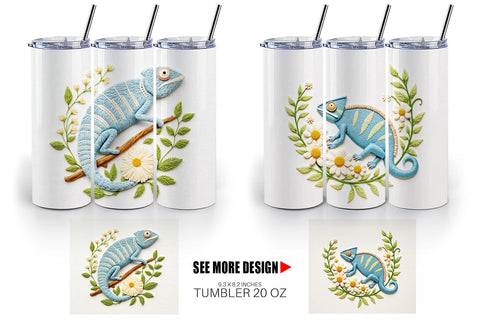 Tumbler Chameleon Embroidery Sublimation artnoy 