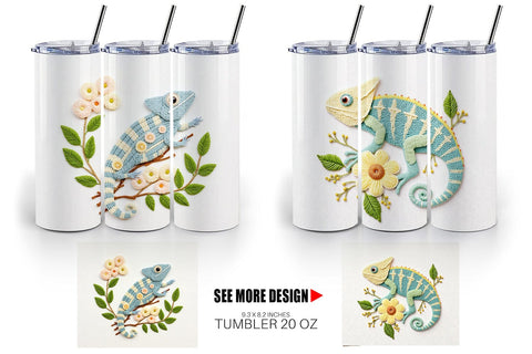 Tumbler Chameleon Embroidery Sublimation artnoy 