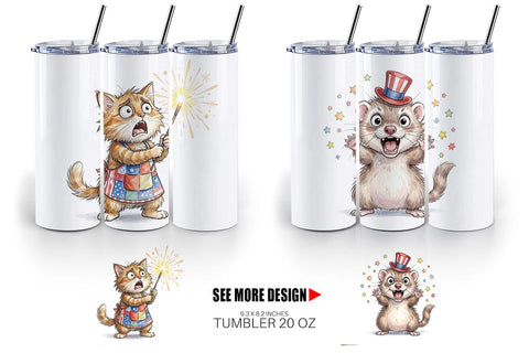 Tumbler Chaotic 4th of July Animal Sublimation artnoy 