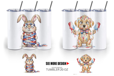 Tumbler Chaotic 4th of July Animal Sublimation artnoy 
