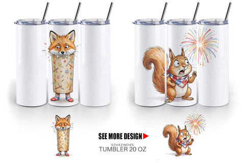 Tumbler Chaotic 4th of July Animal Sublimation artnoy 
