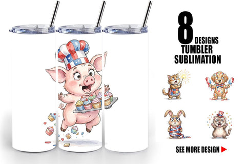 Tumbler Chaotic 4th of July Animal Sublimation artnoy 