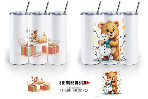 Tumbler Chaotic Christmas Animals Sublimation artnoy 