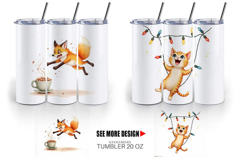 Tumbler Chaotic Christmas Animals Sublimation artnoy 