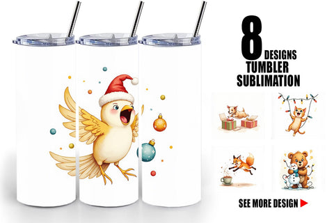 Tumbler Chaotic Christmas Animals Sublimation artnoy 