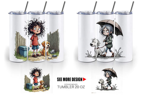Tumbler Chaotic Girl Dog Sublimation artnoy 