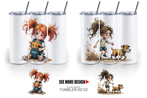Tumbler Chaotic Girl Dog Sublimation artnoy 