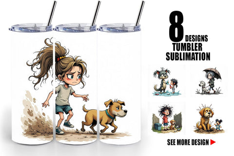 Tumbler Chaotic Girl Dog Sublimation artnoy 