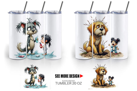 Tumbler Chaotic Girl Dog Sublimation artnoy 