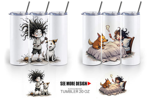 Tumbler Chaotic Girl Dog Sublimation artnoy 