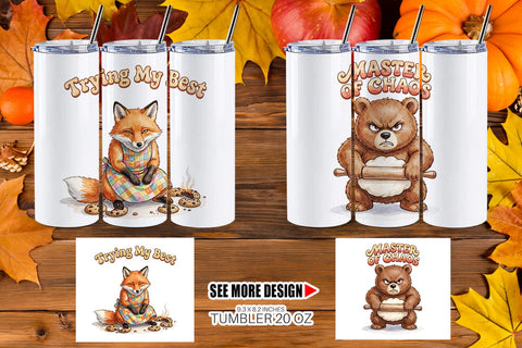 Tumbler Chaotic Retro Baking Watercolor Sublimation artnoy 