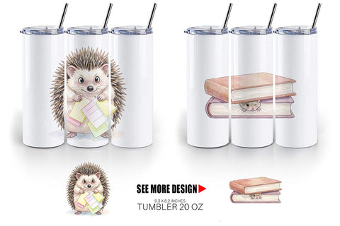 Tumbler Chaotic School Animal Watercolor Sublimation artnoy 