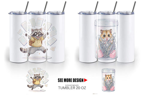 Tumbler Chaotic School Animal Watercolor Sublimation artnoy 