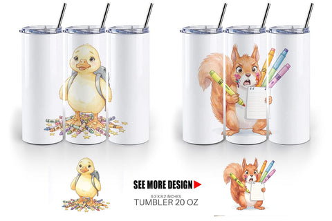 Tumbler Chaotic School Animal Watercolor Sublimation artnoy 