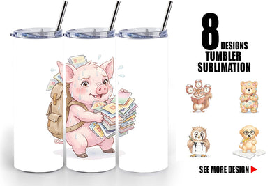 Tumbler Chaotic Study Animal Watercolor Sublimation artnoy 