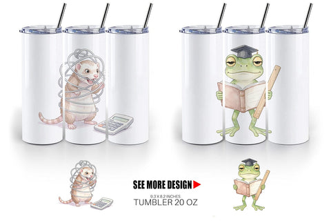 Tumbler Chaotic Study Animal Watercolor Sublimation artnoy 