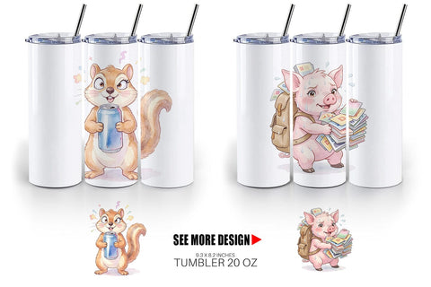 Tumbler Chaotic Study Animal Watercolor Sublimation artnoy 
