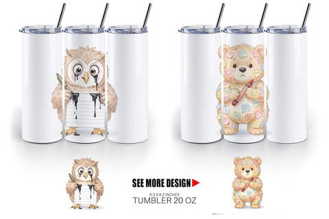 Tumbler Chaotic Study Animal Watercolor Sublimation artnoy 
