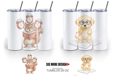 Tumbler Chaotic Study Animal Watercolor Sublimation artnoy 