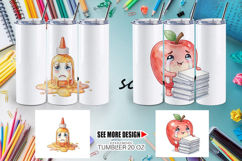 Tumbler Chaotic Teacher Supply Watercolor Sublimation artnoy 