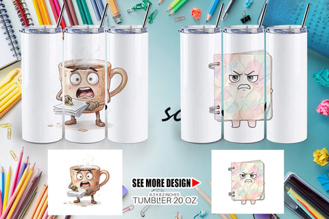 Tumbler Chaotic Teacher Supply Watercolor Sublimation artnoy 