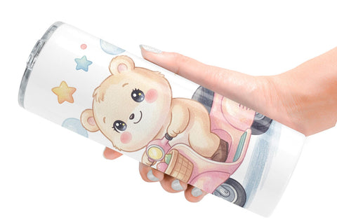 Tumbler Cheerful Nursery Vehicle Watercolor Sublimation artnoy 