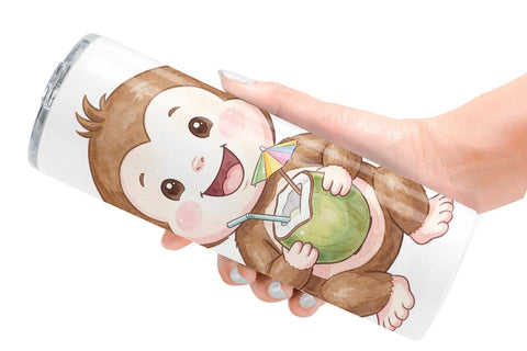 Tumbler Cheerful Summer Animals Watercolor Sublimation artnoy 